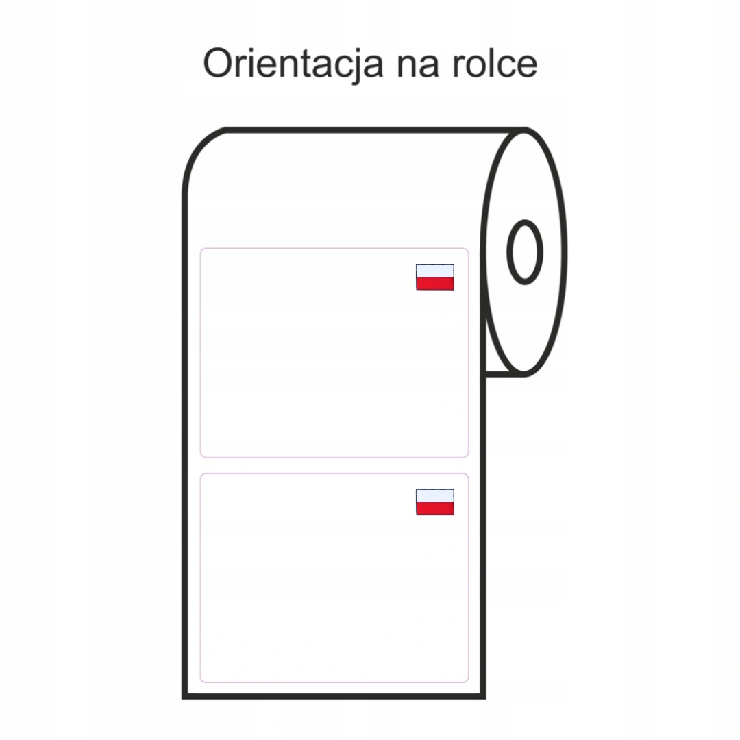 Etykiety termotransferowe 1000 szt. z flagą Polska 90 mm x 70 mm Specmark / gilza fi 40 mm