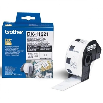Oryginalne etykiety Brother DK-11221 23mm x 23mm białe/czarny nadruk