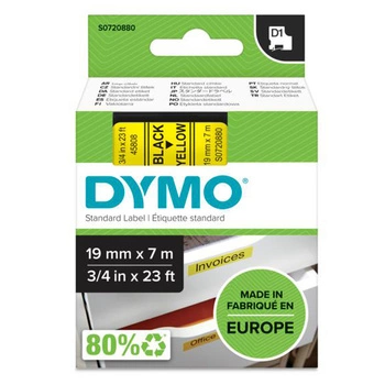 Oryginalna taśma DYMO D1 45808 19mm x 7m żółta/czarny nadruk