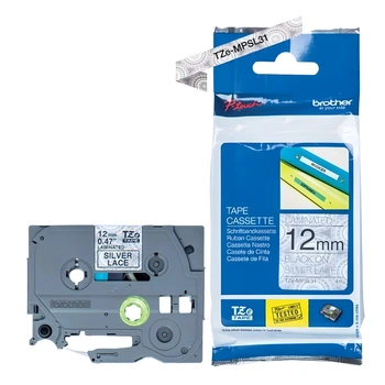 Taśma Brother TZe-MPSL31 12 mm x 4 m / srebrna / czarny nadruk / do drukarek Brother P-touch